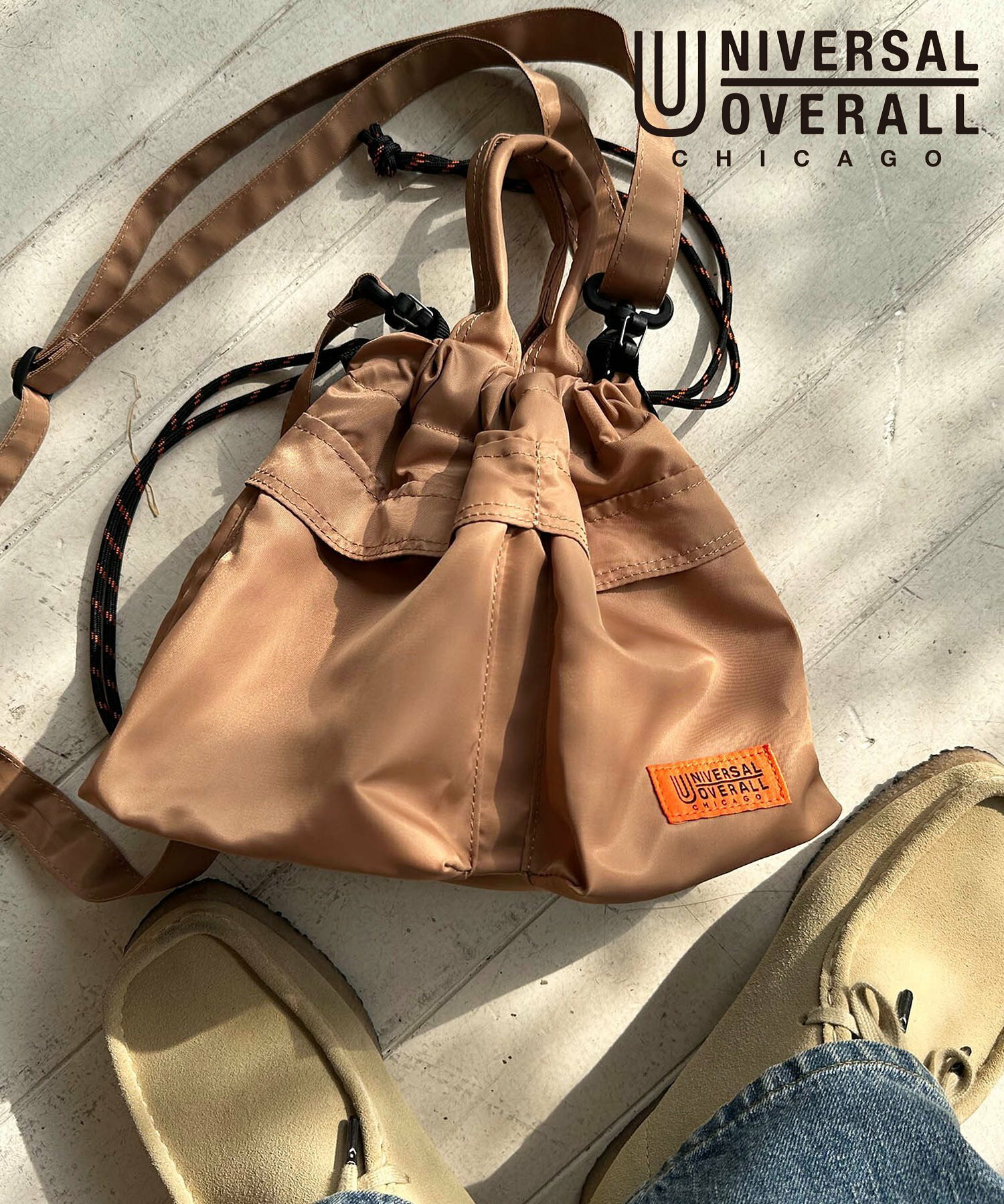 UNIVERSAL OVERALL/ドロストショルダーバッグ 2WAY 巾着バッグ ナイロン ショルダーバッグ ユニバーサルオーバーオール TTUVO-003